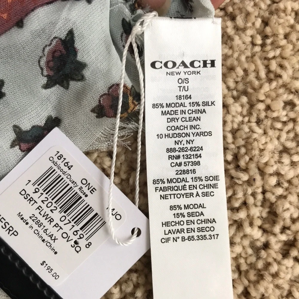 NWT! COACH dusty rose desert flower printed scarf